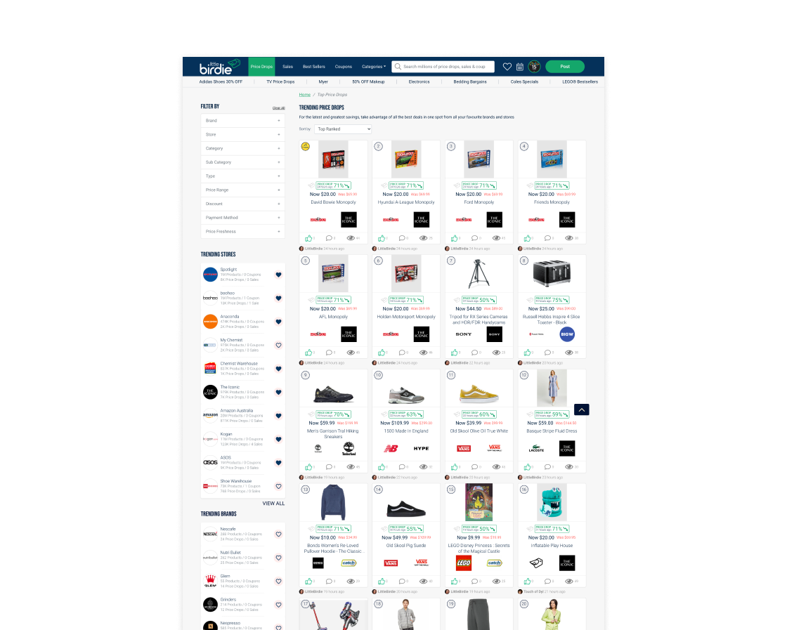 Little Birdie listing page