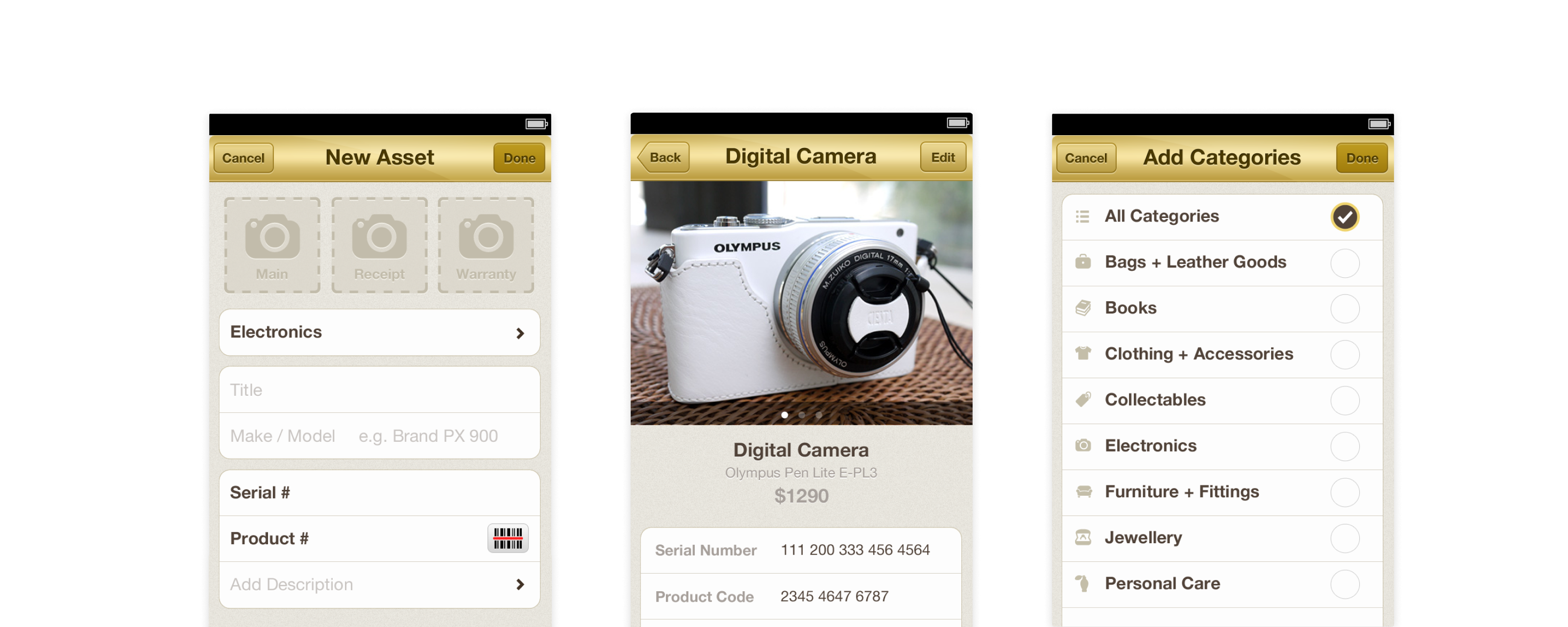 my evault add new asset